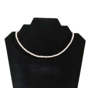 Vintage Pale Pink & Off White Conch Shell Round Bead Lightweight Choker Necklace